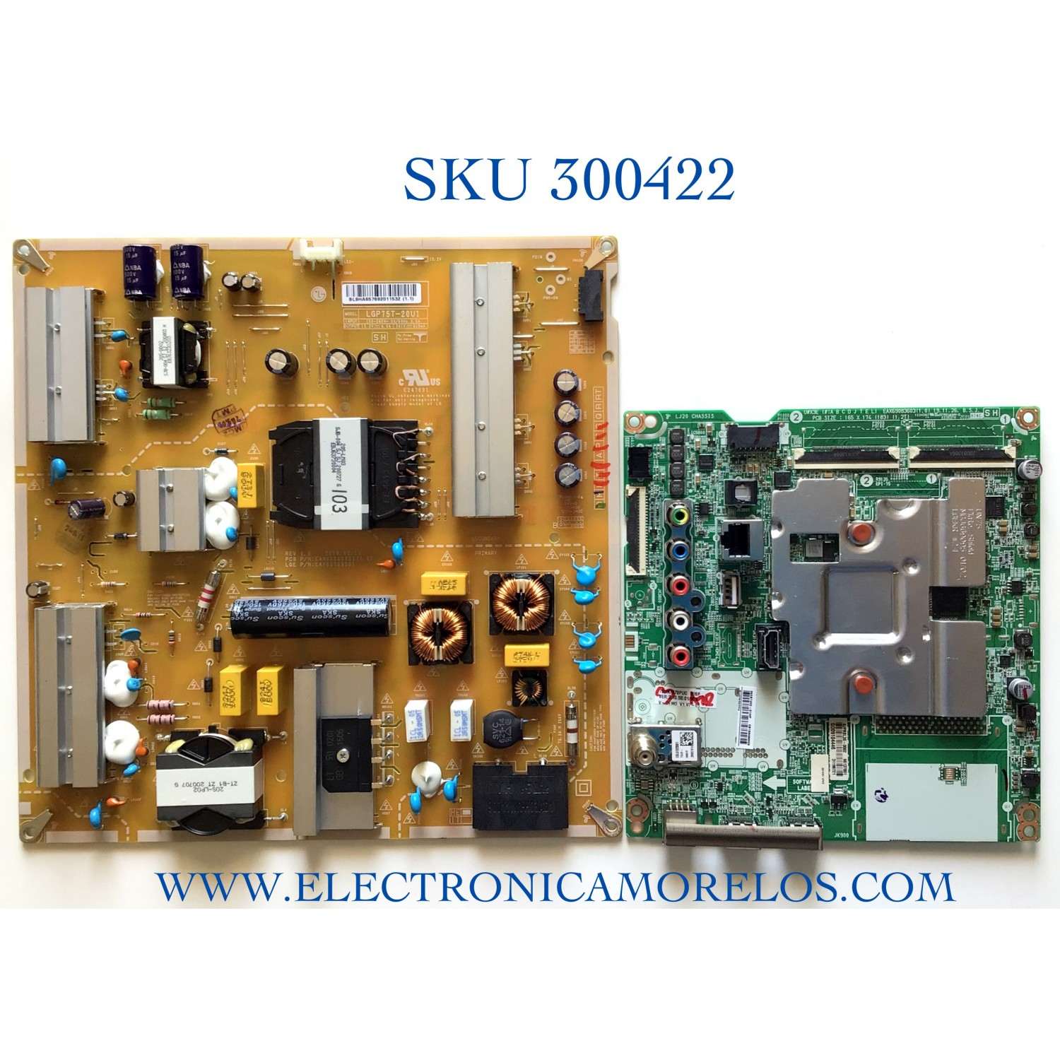 KIT DE TARJETAS PARA TV LG UHD 4K SMART TV / NUM DE PARTE MAIN EBT66488003 / EAX69083603 / 66137801 / FUENTE EAY65769201 / EAX69063801 / 65769201 / LGP75T-20U1 / PANEL NC750DQG-ABGR3 / DISPLAY HV750QUB-N9D / MODELO 75UN7070PUC / 75UN7070PUC.AUSFLKR